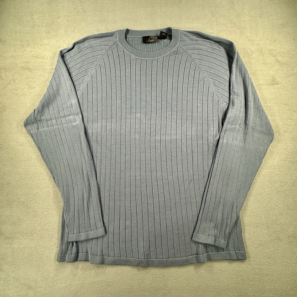 J. Ferrar Man's Silk Blend Blue Sweater XX-Large 72% Silk Ribbed